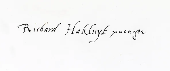 Richard Hakluytin (n. 1552-1616) allekirjoitus