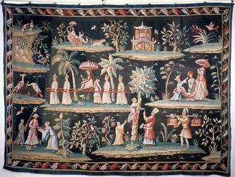 John van der Bankin Chinoiserie-tyylinen kuvakudos, Soho Tapestry Works, 1700-luvun alku