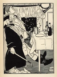 Trumpetti, joka oli jäätynyt, tuottaa itsestään ääniä kuumentuessaan, sillä on hauska ja hämmästynyt kaikki kuvitus William Strang (1859-1921) ja JB Clark Rudolf Erichin Münchausenin paronin (Munchhausen) seikkailuista Raspe (1736-