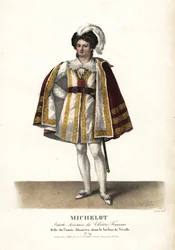 Näyttelijä Pierre Marie Nicolas Michelot kreivi Almavivana Pierre Beaumarchais