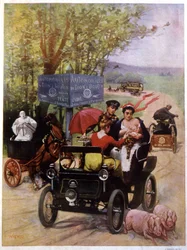 Dion Boutonin automobiilien mainonta de Wilhio Ranskassa 1800-luvun lopulla.