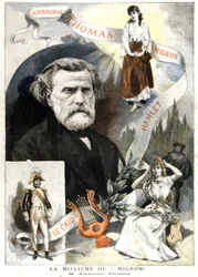 Ambroise Thomas ja Mignonin 1000. esitys, noin 1895 (painokuva).