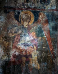 Enkeli, fresko bysanttilaisessa Agios Constantinoksen ja Agia Elenin kirkossa, Voukolies, Kreeta, Kreikka (kuva)