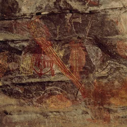 Australia, Pohjoisterritorio, Arnheminmaa, Kakadun kansallispuisto, Ubirr Rock, aboriginaalien kalliomaalaukset