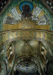 San Vitalen basilika, mosaiikit apsiholvissa, Ravenna, Emilia-Romagna, Italia