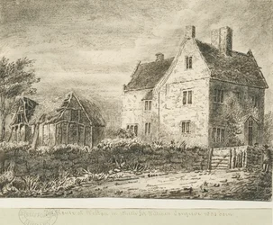 Baswich Village – Sir William Congreven talo: lyijykynä- ja pesupiirustus, nd [?18. vuosisadalla]