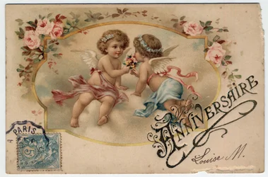 Syntymäpäiväonnittelukortti - Postikortti 1800-luvun lopulta - 1900-luvulta