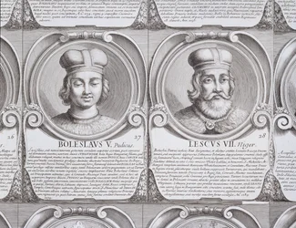 Bolesław V Siveä ja Leszek II Musta, numerot 27 ja 28 sarjasta "Series Chronologica Ducum et Regum Polonorum"
