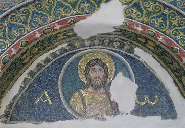 Kristuksen rintakuva, lunette, 5.-6. vuosisadat (mosaiikki)