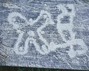 Camunilainen ruusu, kopio Valcamonican laakson kalliokaiverruksista