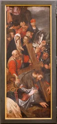 kirkko (Eglise Saint-martin). Sisustus. Triptyykki. Ristiinnaulitseminen.
