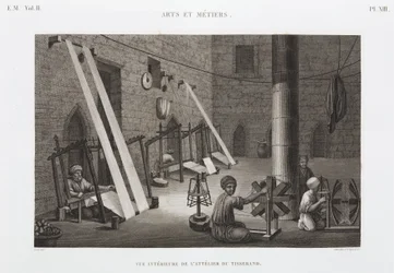 Puuvilla ja silkki, Weaving Weaverin työpaja, Egypti, n. 1798