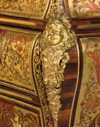 Yksityiskohta Regence Boulle -marquetry-lipasto en tombeaussa, 1700-1800-luku