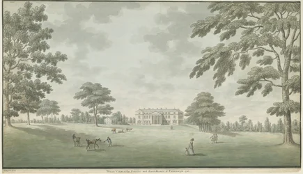 Fisherwick Hall: akvarellimaalaus, 1786