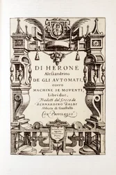Aleksandrian Heronin (1. vuosisadan) "" Automaattien" frontispice 1589