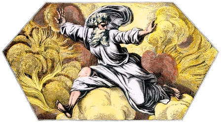Jumala luo taivaan ja maan - värikaiverrus 1800-luvulla, Rafaelin (Raffaello Sanzio) Vatikaanin loggiasta (Logge) (Italia).