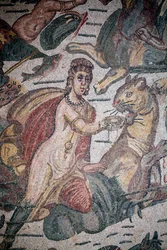 Arionin sali. Merellinen kohtaus. Meren olentoja. Nereidit ja tritonit. 3-4 vuosisata. Roomalainen huvila Casalessa, Sisiliassa. Unescon sivusto.