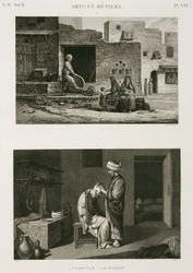 Rauta- ja rautatavarat Veitsihiomakone ja parturi, Egypti, c 1798