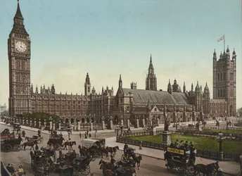 Houses of Parliament, Lontoo, n. 1890-1900 (valokuvausmekaaninen tuloste)