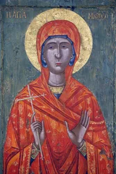 Ikoni Pedoulasin bysanttilaisessa museossa : Saint Marina (1700-luku), 20150510, Pedoulas, Kypros