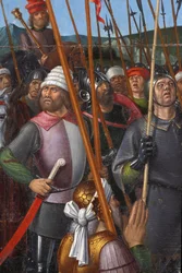 Indre et Loire N* 174 - Chateau de Loches - Yksityiskohta ristiinnaulitsemisen alttaritaulusta - Ecole de Jean Fouquet - 1485 -