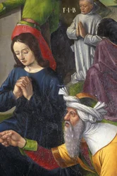 Indre et Loire N* 176 - Chateau de Loches - Yksityiskohta ristiinnaulitsemisen alttaritaulusta - Ecole de Jean Fouquet - 1485 -