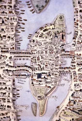 Kaupunkisaaren kartta, Pariisi, noin 1540 (kaiverrus).