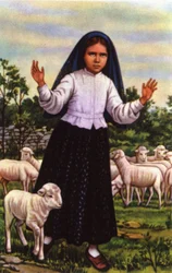 Jacinta, joka näki Neitsyt Marian Fatimassa vuonna 1917, noin 1920-1930 (postikortti).