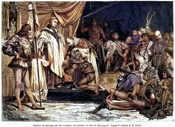Jean de Bethencourt, Normanin herrasmies, Baron de Saint Martin le Gaillard, valloitti ja kristillistyi Kanariansaaret tammikuussa 1405 Sur terre et sur mer -lehden n:o 28, 8. tammikuuta.