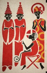 Jeesus temppelissä Keur Moussa -luostarikirkon freskon suunnitteli ja maalasi vuonna 1963 Dom Georges Saget Keur Moussa Senegal