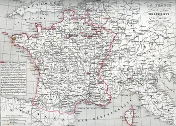 Kartta Ranskasta kuningas Ludvig XVI:n valtakaudella vuosina 1774-1793 (Kartta Ranskasta kuningas Ludvig XVI:n valtakaudella) Houzen "Atlas Universel" -julkaisusta