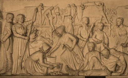 Marmorireliefi, jossa tarina buuriretkestä, Voortrekker-monumentti buurien kunniaksi, pääkaupunki Pretoria, Tshwane, Etelä-Afrikka, Pretoria, Afrikka (kuva)