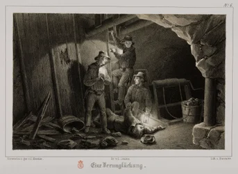Kaivos, metallimalmit Kaivosonnettomuus, Saksa, n. 1851