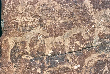 Mongolia, Gobin autiomaa, kalliokaiverrus
