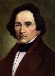Musiikkia. Saksalainen säveltäjä Giacomo Meyerbeer. Kuvitus, Itävalta, n.1900 (postikortti).
