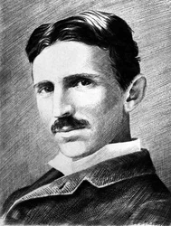 Nikola Tesla, Kroatiassa syntynyt serbialainen insinööri, fyysikko ja keksijä, noin 1885