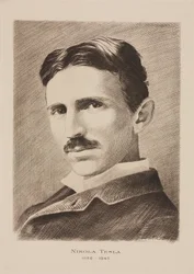 Nikola Tesla, kroatialainen serbiinsinööri, fyysikko ja keksijä, n. 1885