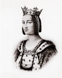 Muotokuva Charlotte de Savoiesta (1445-1483) Ranskan kuningattaresta, kaiverrus, sd.