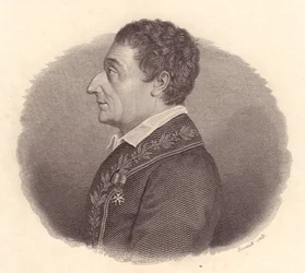 Italian matemaatikon ja tähtitieteilijän Joseph-Louis Lagrangen tai Giuseppe Lodovico Lagrangian (1736-1813) muotokuva, Locatellin kuparikaiverrus mitalista