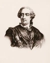 Muotokuva Ranskan kuninkaasta Ludvig XV:stä (1710-1774) 1800-luvun kaiverrus.
