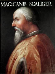 Veronan herran muotokuva Can Francesco della Scala nimeltä Cangrande I (1291-1329) Anonyymi maalaus. Uffizi-galleria (toimistot), Jovian Collection