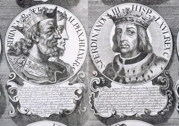 Kastilialaisen Berengarian ja Kastilialaisen Ferdinand III:n muotokuvia (litho)