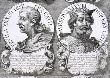 Fruela I:n ja Aurelius Asturialaisen muotokuvia (litho)