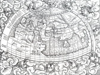 Ptolemaios Aleksandrialainen kartta tuolloin tunnetusta maailmasta.