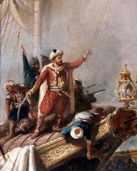 Hayreddin Barbarossan edustus. Yksityiskohta. (Maalaus)