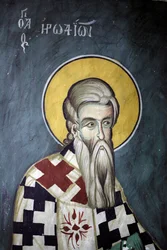Saint-Herodionin bysanttilainen fresko Agios Ioannis Lampadistisin luostarista, Saint-John Lampadistis 1000-luvulta Kypros Maalatut kirkot Unescon sivusto Troodos, Kypros