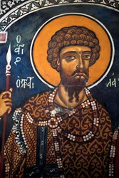 Saint Theodore Stratelates: Bysanttilainen fresko 1300-luvulta (1332) Phorbiotissa Neitsytkirkko, Asinou Kypros Maalatut kirkot Unescon sivusto Troodos, Kypros