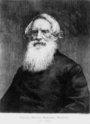 Samuel F B Morse, yhdysvaltalainen taiteilija ja morsekoodin keksijä, n. 1870