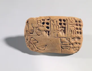 Tabletti, jossa kuvakirjoitus, Protoliterate Period, n. 3300 eKr. (savi)