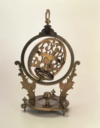 Universaali aurinkokello päiväntasaajan kiinnikkeellä John Rowleyn (1674-1719) Pietari I -kokoelmasta, Lontoo